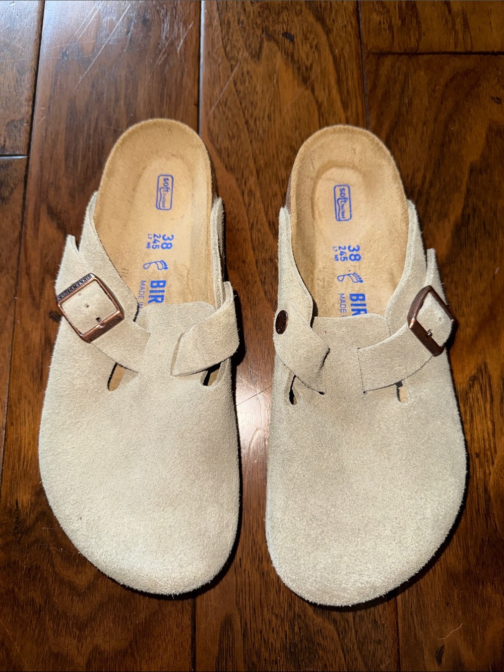 Birkenstock Boston Taupe Suede Soft Footbed Clogs Unisex Comfort Shoes New 38 - Picture 6 of 6